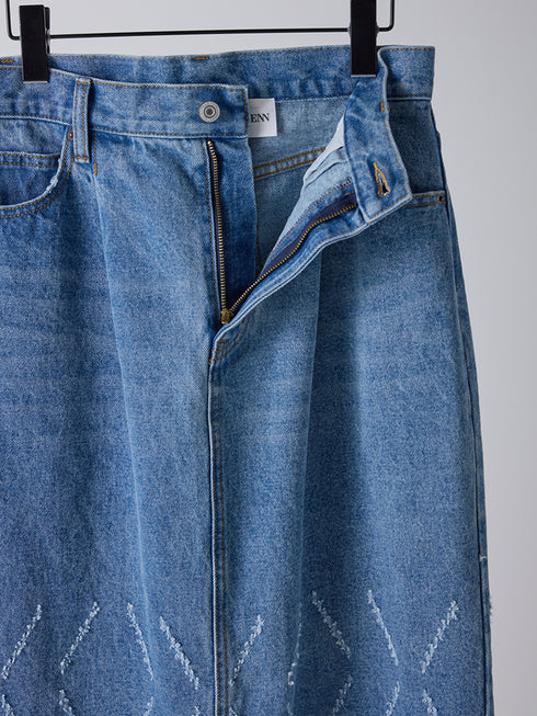 【 予約:2月上旬 】LASER CUT DENIM SK /Y261-22002